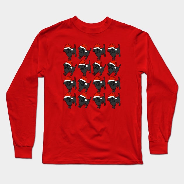 Sixteen Cute Santa Dogs for Christmas Long Sleeve T-Shirt by ellenhenryart